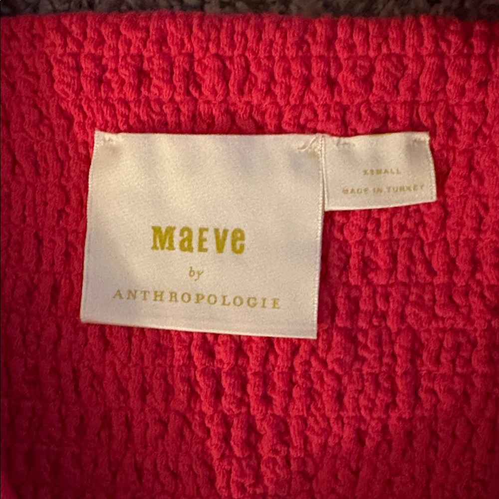 Maeve Anthropologie Red Mini Dress with Puff Sleeves - Picture 7 of 13